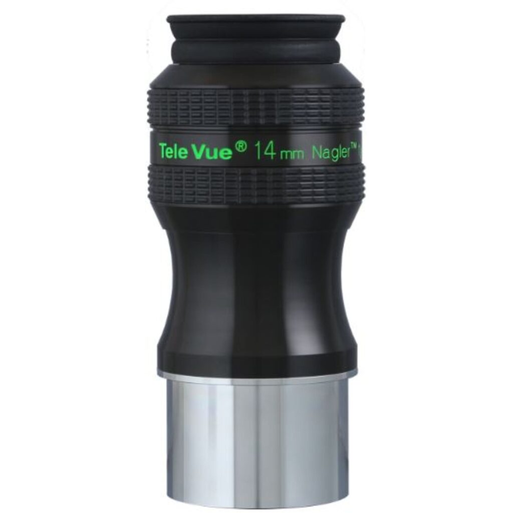 TeleVue Oculair Nagler Type 7 14mm 82° close-up productfoto van het oculair met zwarte behuizing en 2 inch vatting