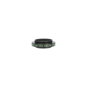 TeleVue PMT T-ring adapter, 1,25" zwarte T-ring adapter met binnendraad en groene opdruk op witte achtergrond