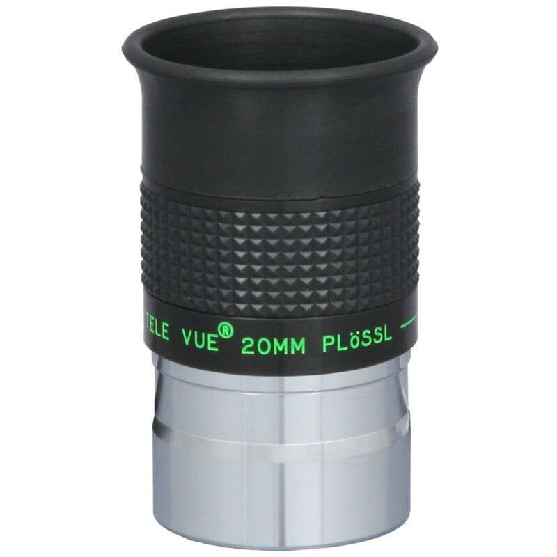 TeleVue Plössl-oculair, 20mm, 1,25" close-up van het Plössl 20 mm oculair vanuit een andere hoek met de 20mm markering zichtbaar