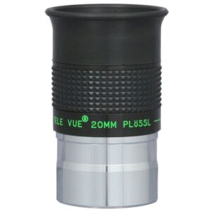 TeleVue Plössl-oculair, 20mm, 1,25" close-up van het 1,25 inch Plössl 20 mm oculair met geribbelde grip en groene Tele Vue opdruk