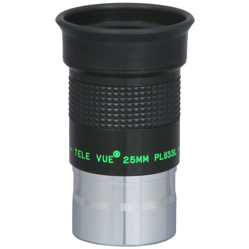 TeleVue Plössl-oculair, 25mm, 1,25" close-up van het Plössl 25 mm oculair vanuit een andere hoek met de 25mm markering zichtbaar