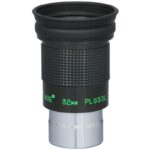 TeleVue Plössl-oculair, 32mm, 1,25" close-up van de behuizing met geribbelde grip en groene “32mm Plössl” markering