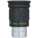 TeleVue Plössl-oculair, 40mm, 1,25" close-up van de oculairbehuizing met geribbelde grip en groene “40mm Plössl” markering