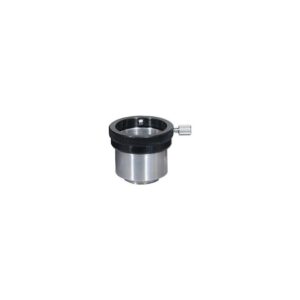 TeleVue Questar adapter, 1,25", zwart-zilveren adapter met gekartelde ring en zijklemschroef op witte achtergrond