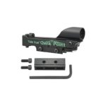 TeleVue Quick Point Basic LED-zoeker rode punt LED-zoeker (red dot finder) met montageblok, bevestigingsschroeven en inbussleutel op witte achtergrond