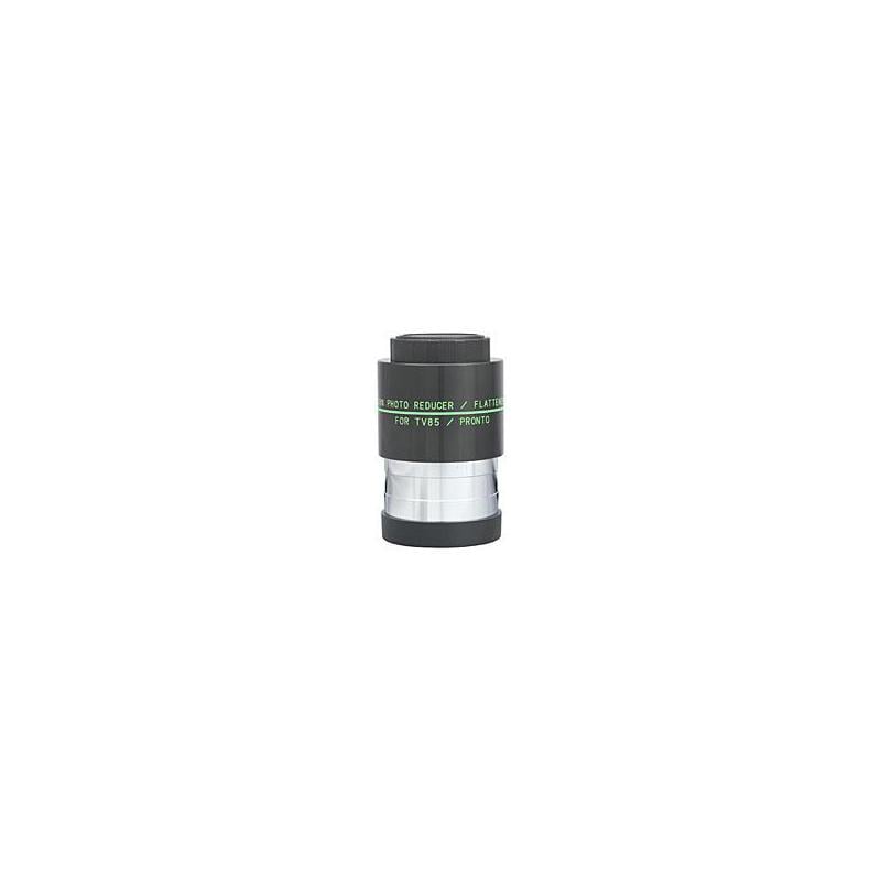 TeleVue Reducer/beeldveldegalisator, 0,8x, voor 400-600mm refractors 0,8x reducer/flattener met 2 inch insteekmaat en T2 (M42x0,75) schroefdraad aan camerazijde in zwarte behuizing op witte achtergrond