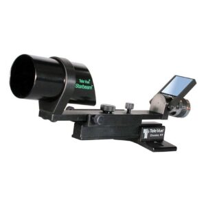 TeleVue Starbeam LED-zoeker, met basis voor SC telescopen red dot LED-zoeker met dimbare rode punt, spiegelvenster en montagebasis voor Schmidt-Cassegrain telescoop op witte achtergrond