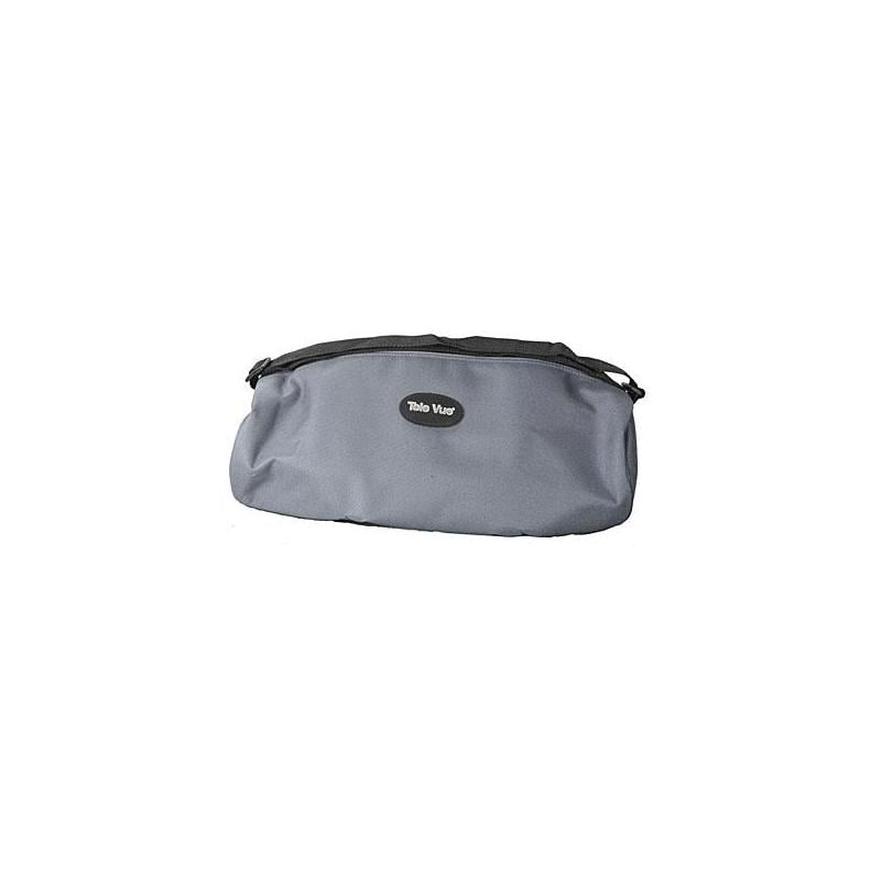 TeleVue Transporttas Schoudertas grijze nylon schoudertas met TeleVue-logo en ritssluiting op witte achtergrond